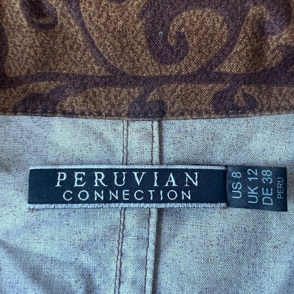 Like New Peruvian Connection Brown Blazer Floral Size 12 - Picture 7 of 8